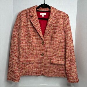 Coldwater Creek Womens Multi-Color Tweed Jacket Blazer Size 14 Career Office